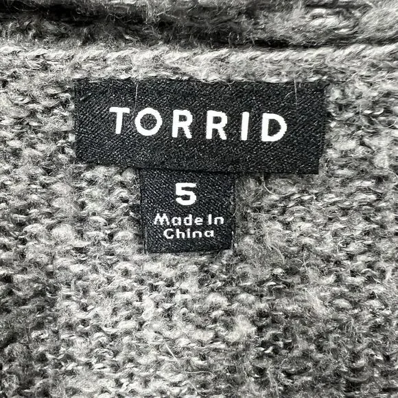 Torrid Open Front Cardigan Sweater Women Size 5 Gray Long Length Knit Boho Chic - Picture 2 of 12